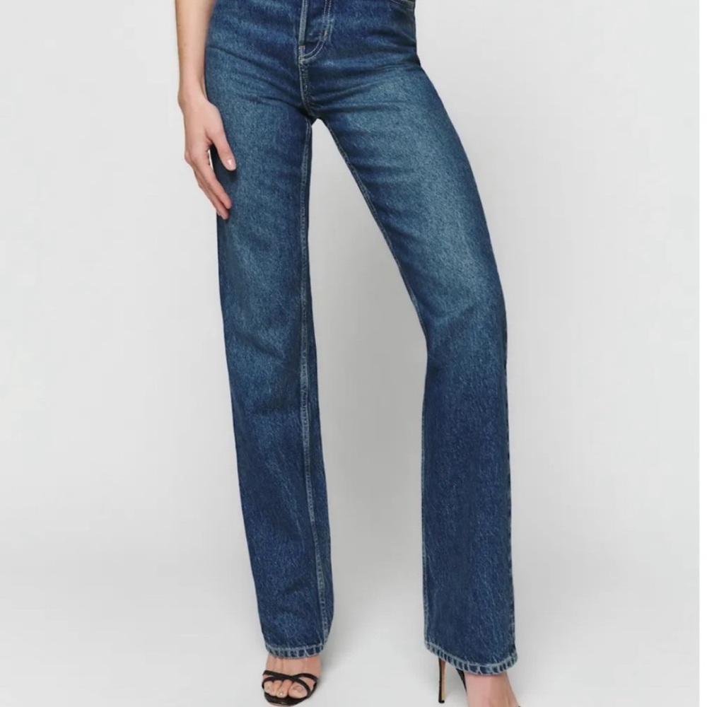 Reformation Cynthia High-Rise Straight-Leg Women's Jeans - Dark Blue